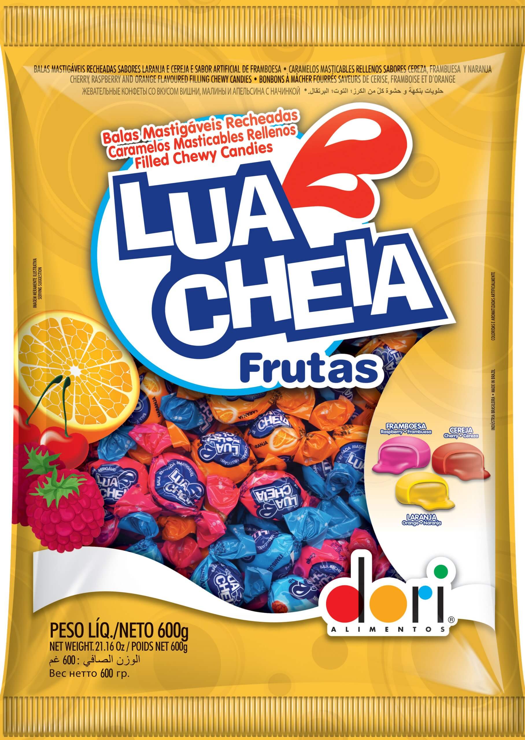 Bala Lua Cheia Frutas 600g | Dori Alimentos S.A.