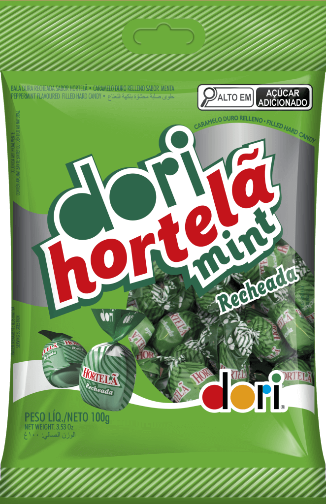 Bala Mastigável de Hortelã Recheada Dori 100g - Confeitaria e Artigos para Festas em Blumenau