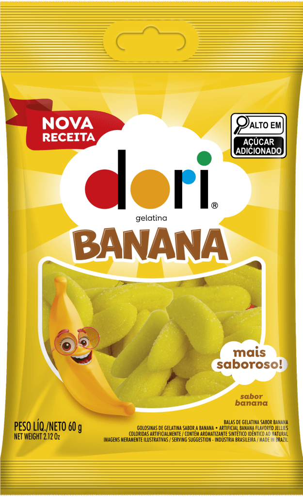 Bala de Gelatina Formato Banana Dori 60g - Confeitaria e Artigos para Festas em Blumenau