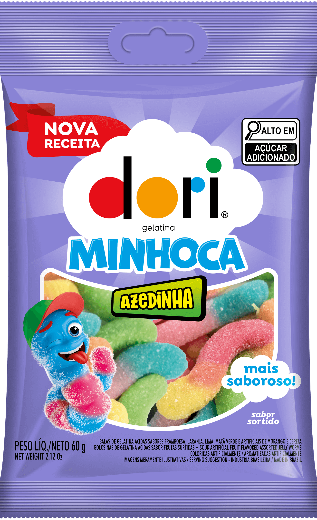 Dori Gelatina Minhoca Azedinho 60g 1 Dori Gelatina Minhoca Azedinho 60g