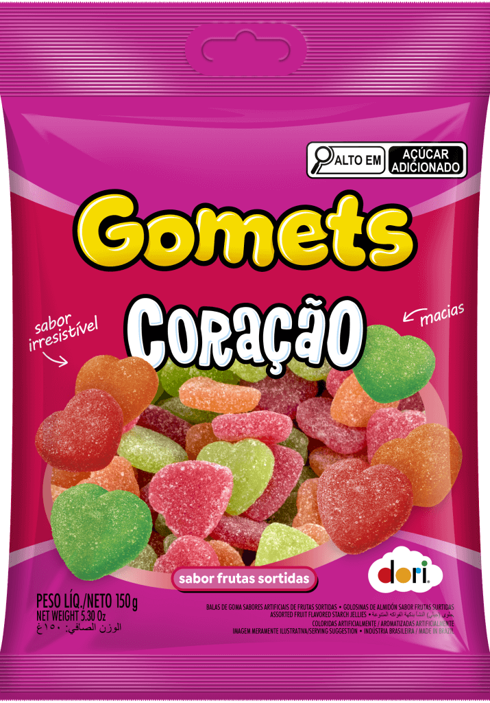 Bala de Goma Gomets Formato Coração Morango Dori 150g - Confeitaria e Artigos para Festas em Blumenau