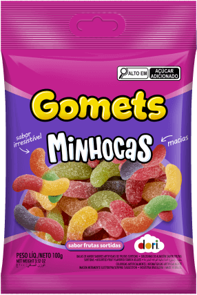 Goma Minhoca Frutas 100g