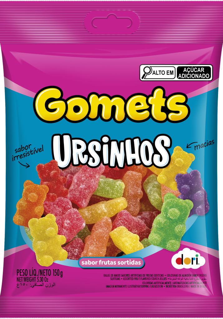 Bala de Goma Gomets Formato Ursinhos de Frutas Dori 150g - Confeitaria e Artigos para Festas em Blumenau