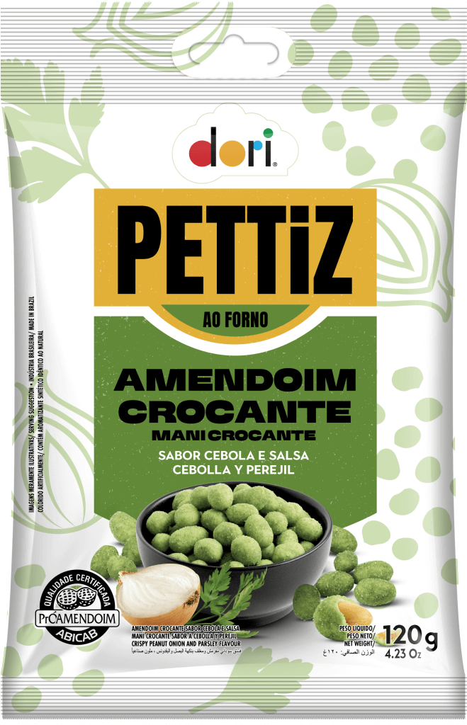 Amendoim Pettiz Crocante Sabor Cebola e Salsa Dori 120g - Confeitaria e Artigos para Festas em Blumenau