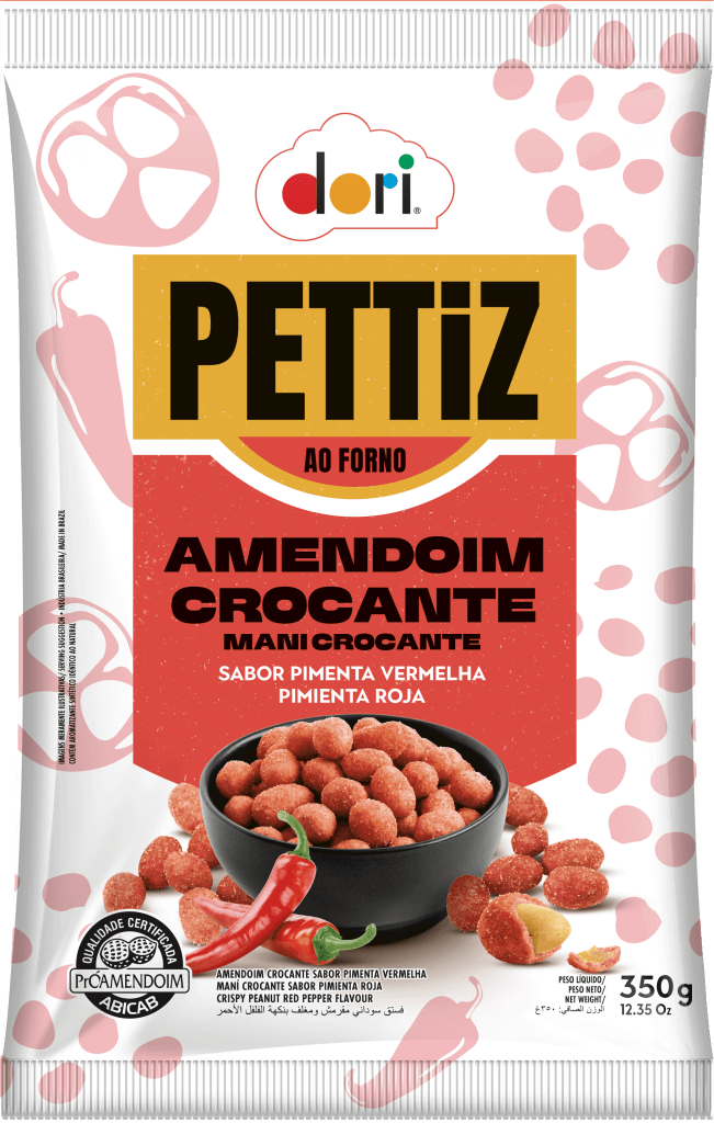 Amendoim Pettiz Crocante Sabor Pimenta Vermelha Dori 350g - Confeitaria e Artigos para Festas em Blumenau