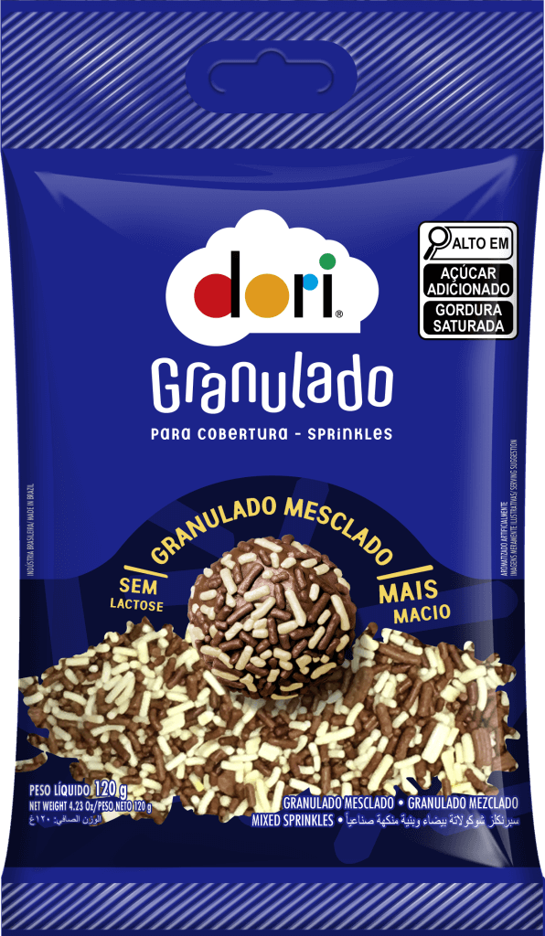 Confeito Granulado Mesclado Chocolate e Branco Dori 120g - Confeitaria e Artigos para Festas em Blumenau