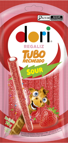 Dori Tubo Recheado Morango Ácido 70g
