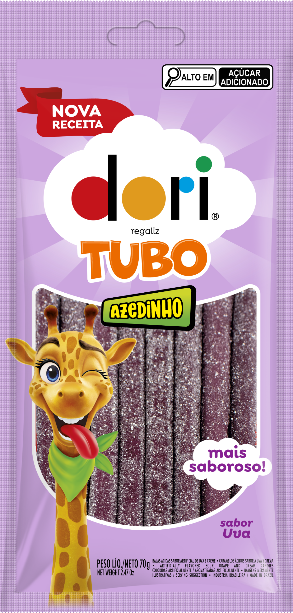 Dori Regaliz Tubo Recheado Uva Azedinho 70g 1 Dori Regaliz Tubo Recheado Uva Azedinho 70g