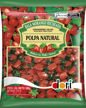 Bala Morango Recheada 500g