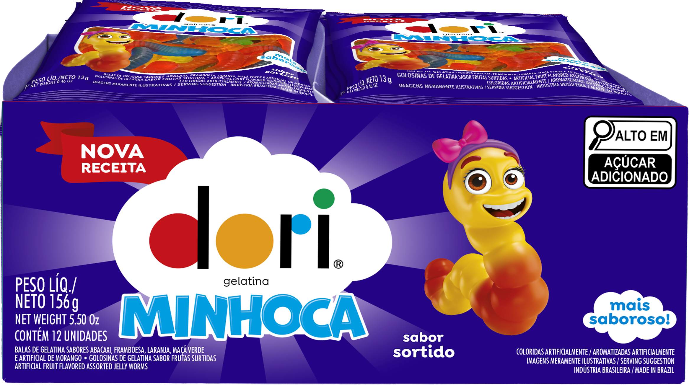 Dori Gelatina Minhoca Oleada 13g 3 Dori Gelatina Minhoca Oleada 13g - Imagem 3